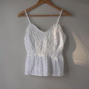 Japna White Eyelet Lace Tank Top